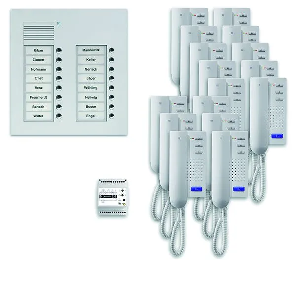 Système de commande de porte audio TCS : pack UP pour 16 unités résidentielles avec poste extérieur PUK 16 boutons de sonn...