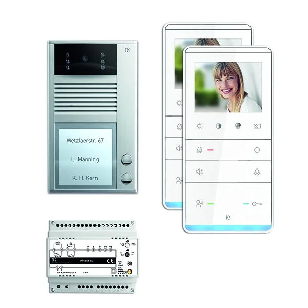 Vidéo commande de porte TCS : pack AP V2D pour 2 unités d'habitation avec platine de rue AVC 2 boutons de sonneri...