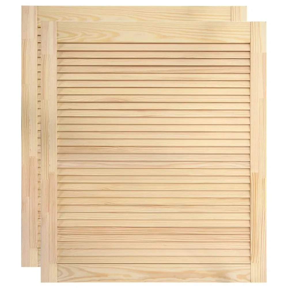 Lot de 2 portes à persiennes portes d'armoire portes d'etagères revêtement pour placard penderie garde-robe 69x59,4 cm boi...