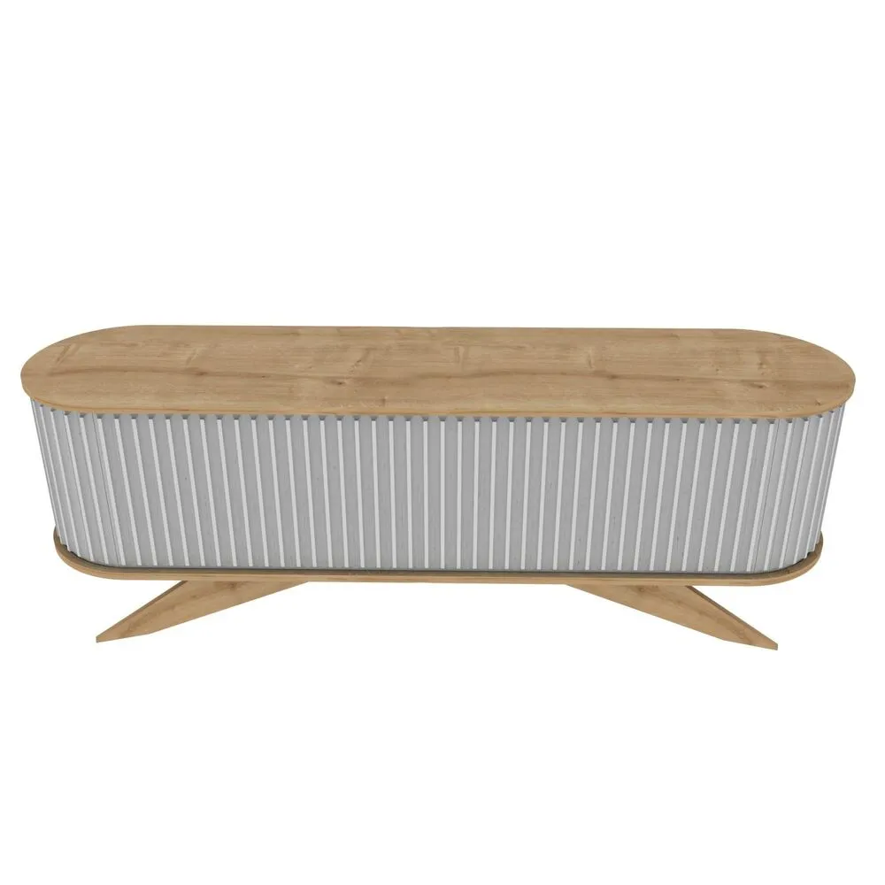 Meuble TV portes coulissantes Natera 180cm Chêne évident et Blanc