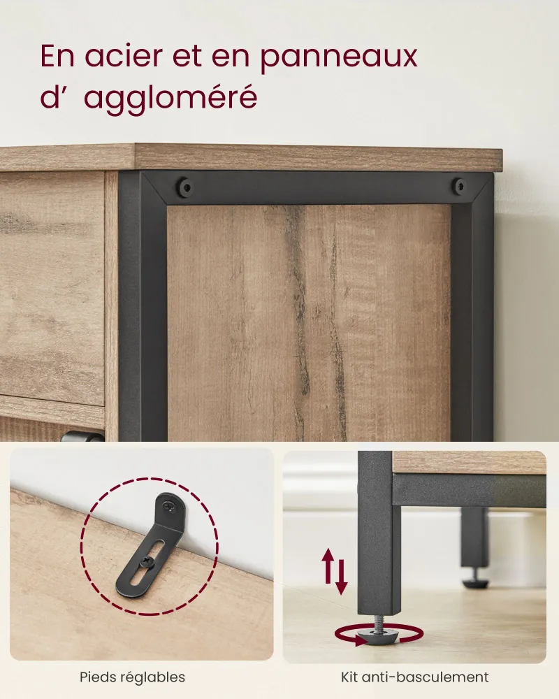 Meuble de rangement buffet placard de cuisine commode avec porte 30 x 70 x 80 cm coulissante imitation grange style indust...