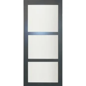 Porte Coulissante Blakeria Ral7016 Vitrée H204 X L83 Et 2 Coquilles Noir Gd Menuiseries