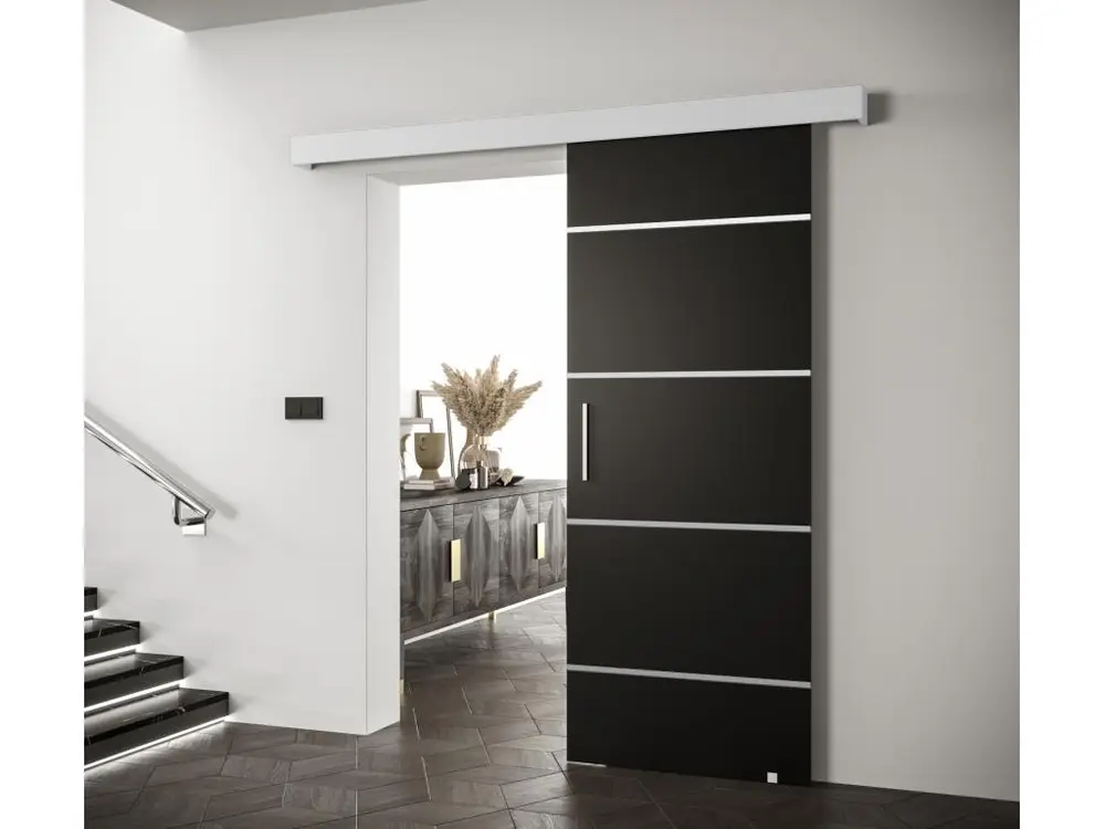 Portes coulissantes Salwador IV 70x204 cm (Noir / Blanc / Argent)