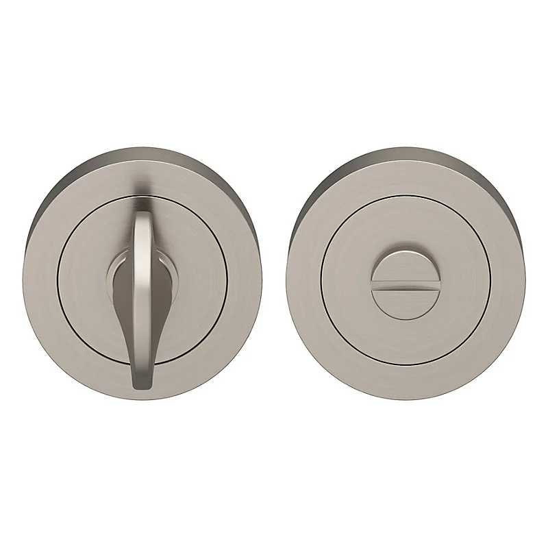 Rosace de fonction rond à visser à condamnation GoodHome Duod blade effet nickel satin gris Ø50mm