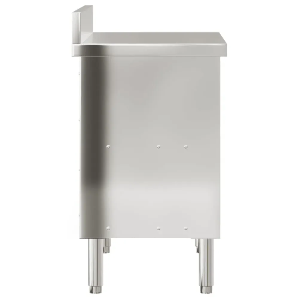 Table de travail de cuisine professionnelle avec portes coulissantes acier inoxydable 02_0045412