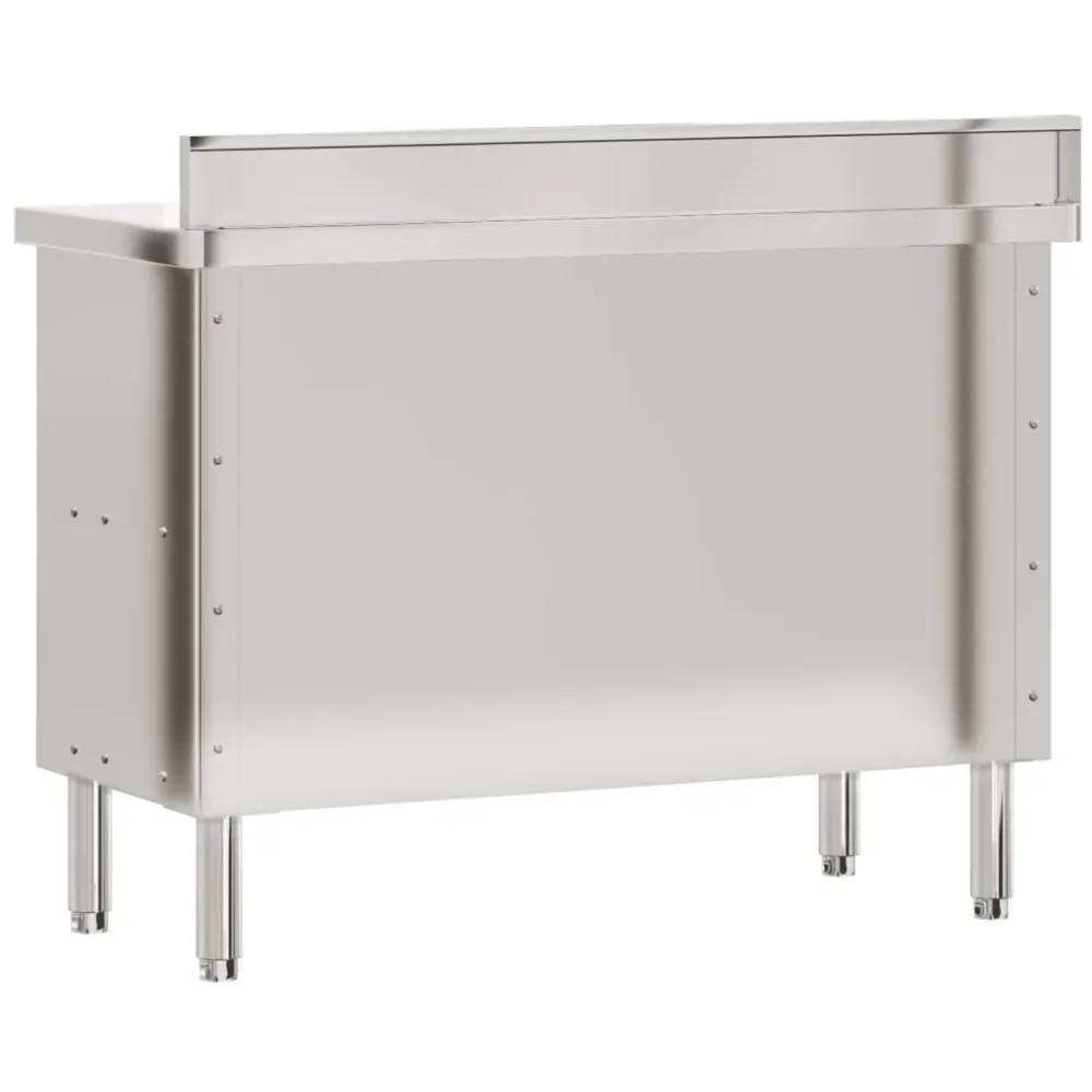 Table de travail de cuisine professionnelle avec portes coulissantes acier inoxydable 02_0045412