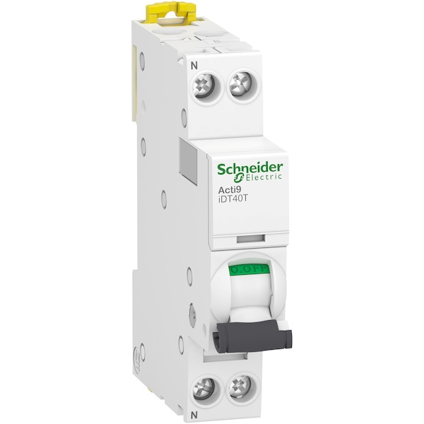 Disjoncteur modulaire 1P+N ACTI9 IDT40T - 2A 4500A - 6kA - courbe C - SCHNEIDER ELECTRIC avec certification NF