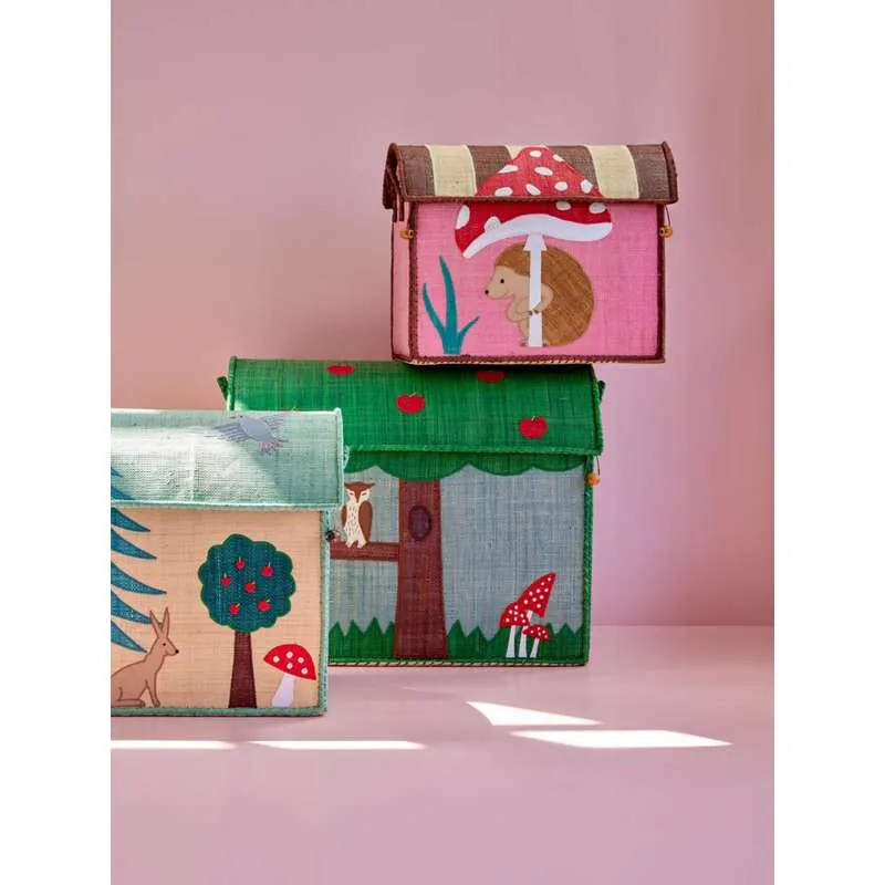 RICE Maisons de rangement en raffia - Happy Forest - 3 pcs. avec Système de Verrouillage
