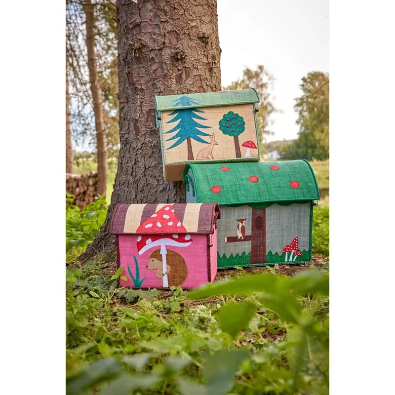 RICE Maisons de rangement en raffia - Happy Forest - 3 pcs. avec Système de Verrouillage