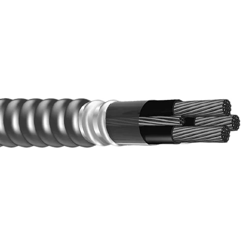 4 AWG 3C Stranded Metal Clad Cuivre Conductor Aluminum Armored W/ Ground PVC Jacket