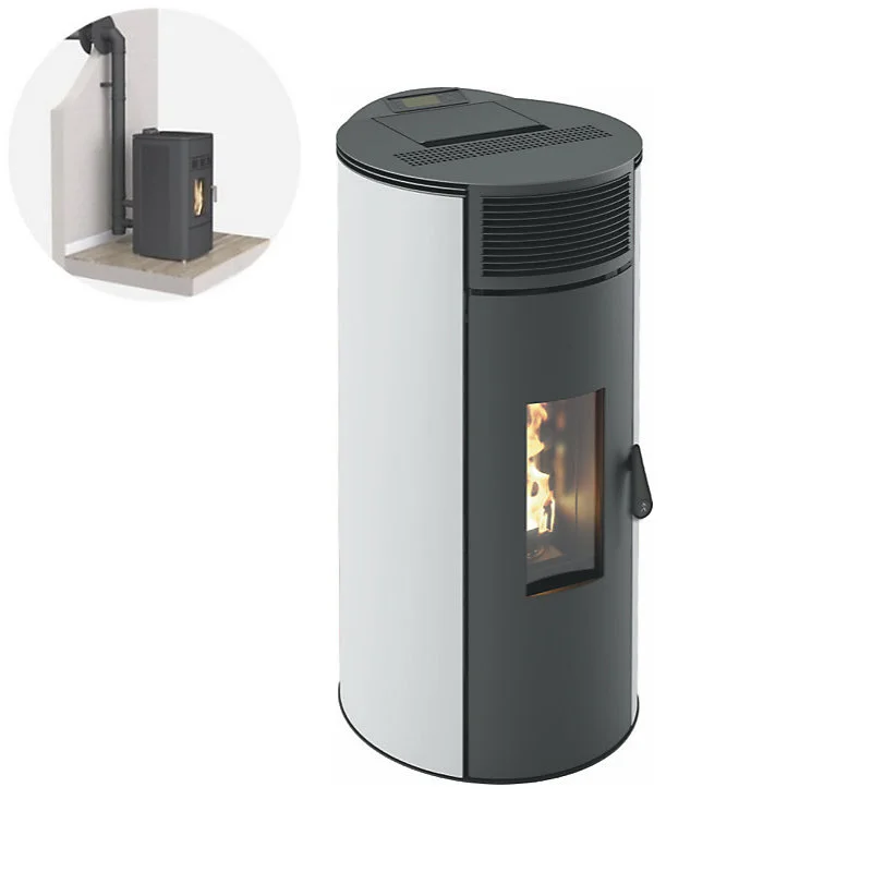 Pack Poêle à granules GIANNI 9 Etanche Kit Conduit Ventouse (sortie façade) Blanc