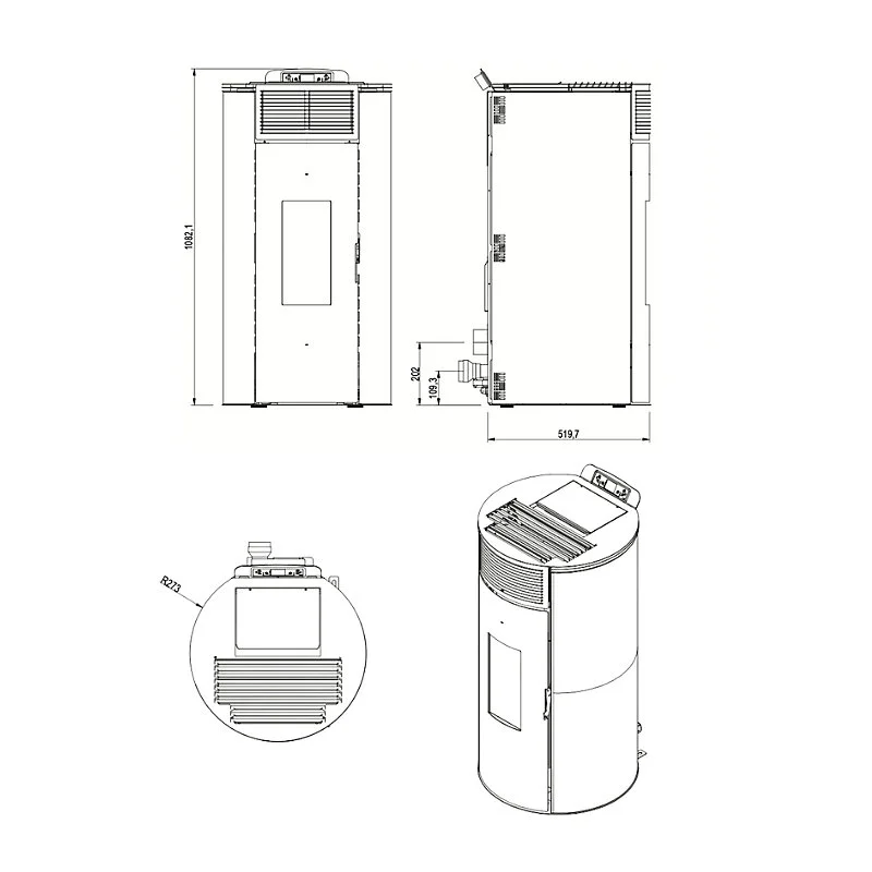 Pack Poêle à granules GIANNI 9 Etanche Kit Conduit Ventouse (sortie façade) Blanc