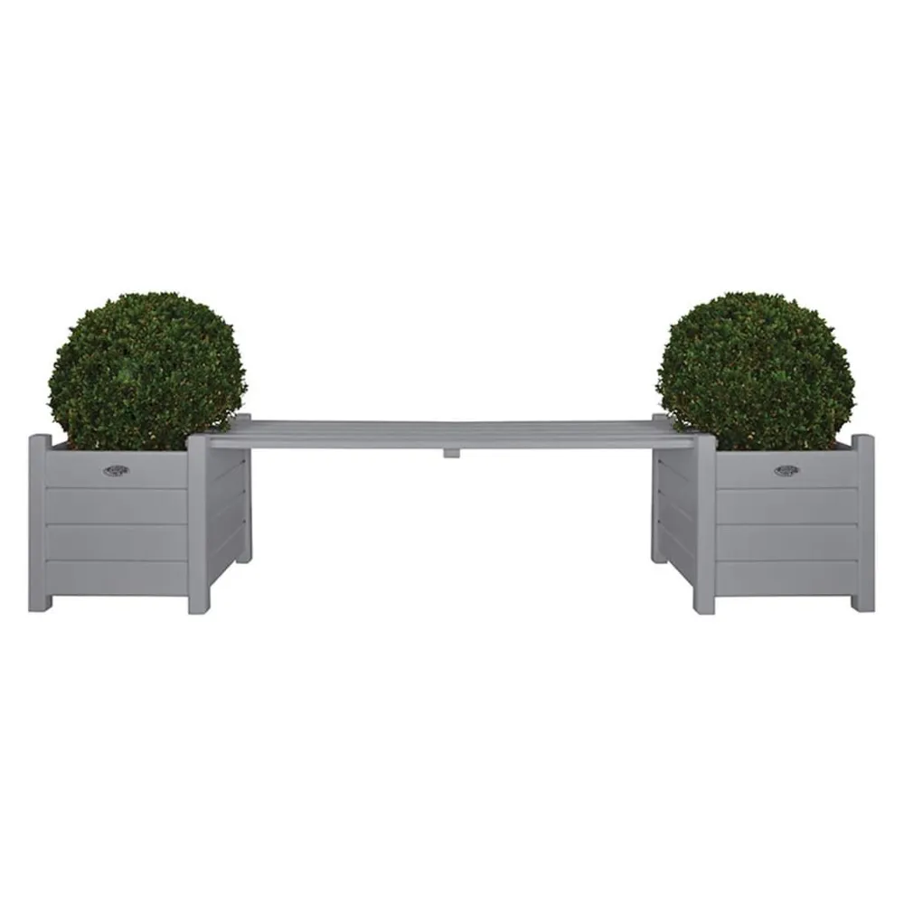 Pompe à chaleur Esschert Design Jardinières avec banc pont Gris CF33G