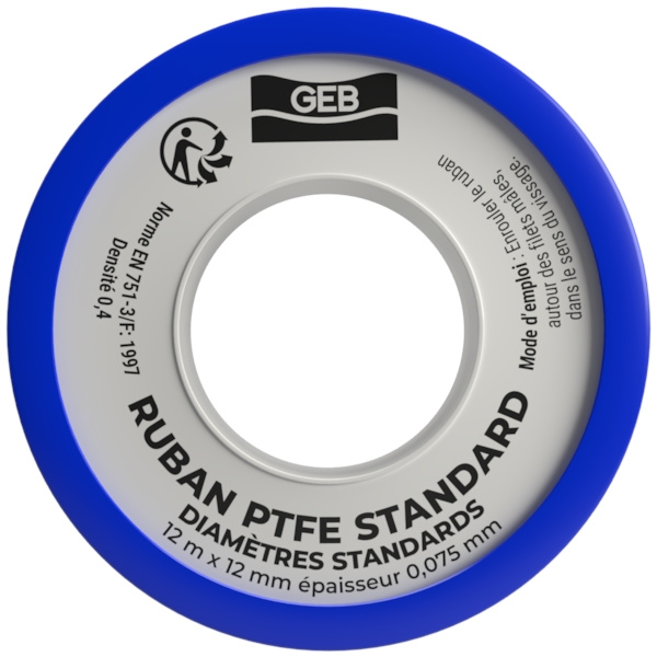 Ruban d'étanchéité PTFE pour diamètres standards - 12 m - GEB - Compatible Multimarque