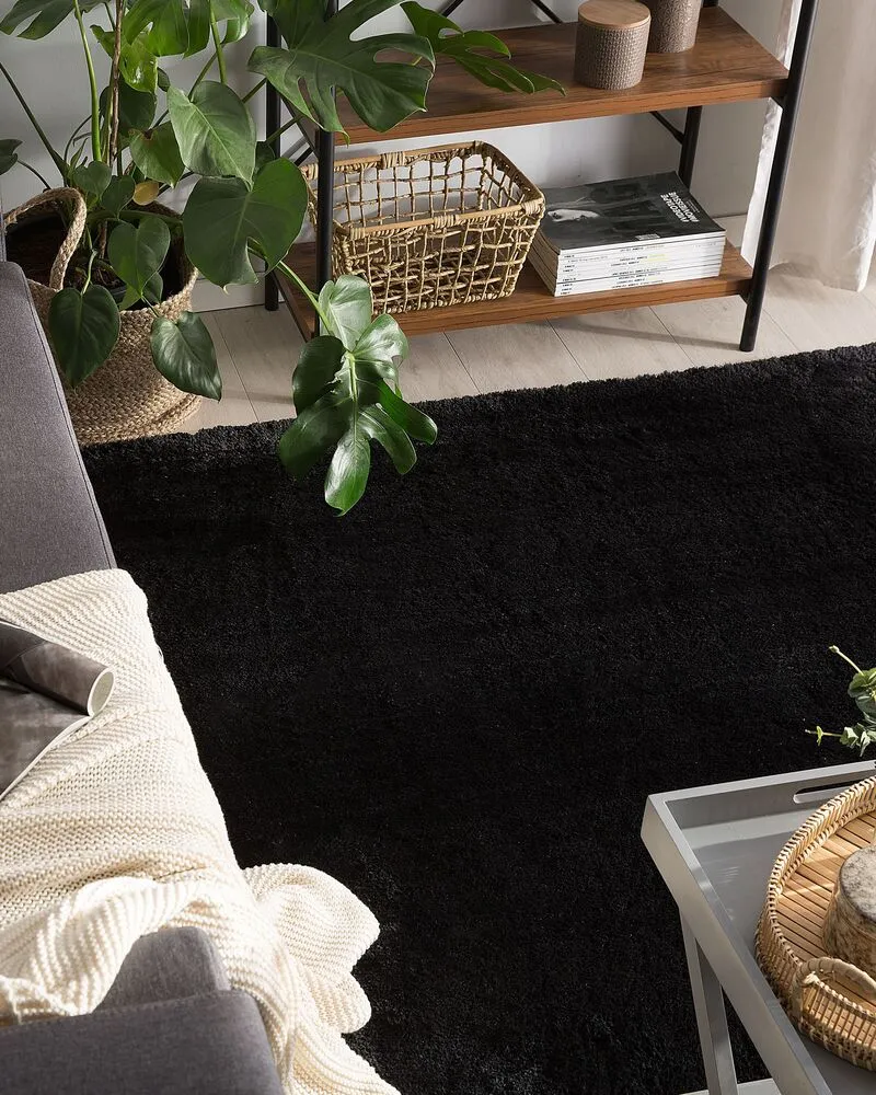 Vloerkleed tissu synthétique zwart 200 x 200 cm EVREN