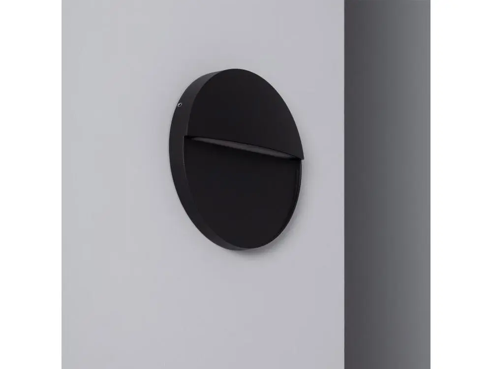 Balise LED Extérieure 6.5W en Saillie au Mur Ronde Jade Noire Blanc Neutre 4000K
