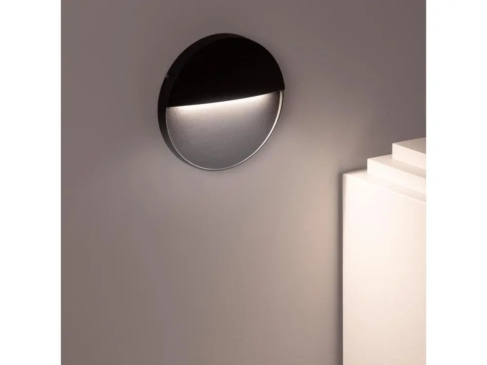 Balise LED Extérieure 6.5W en Saillie au Mur Ronde Jade Noire Blanc Neutre 4000K