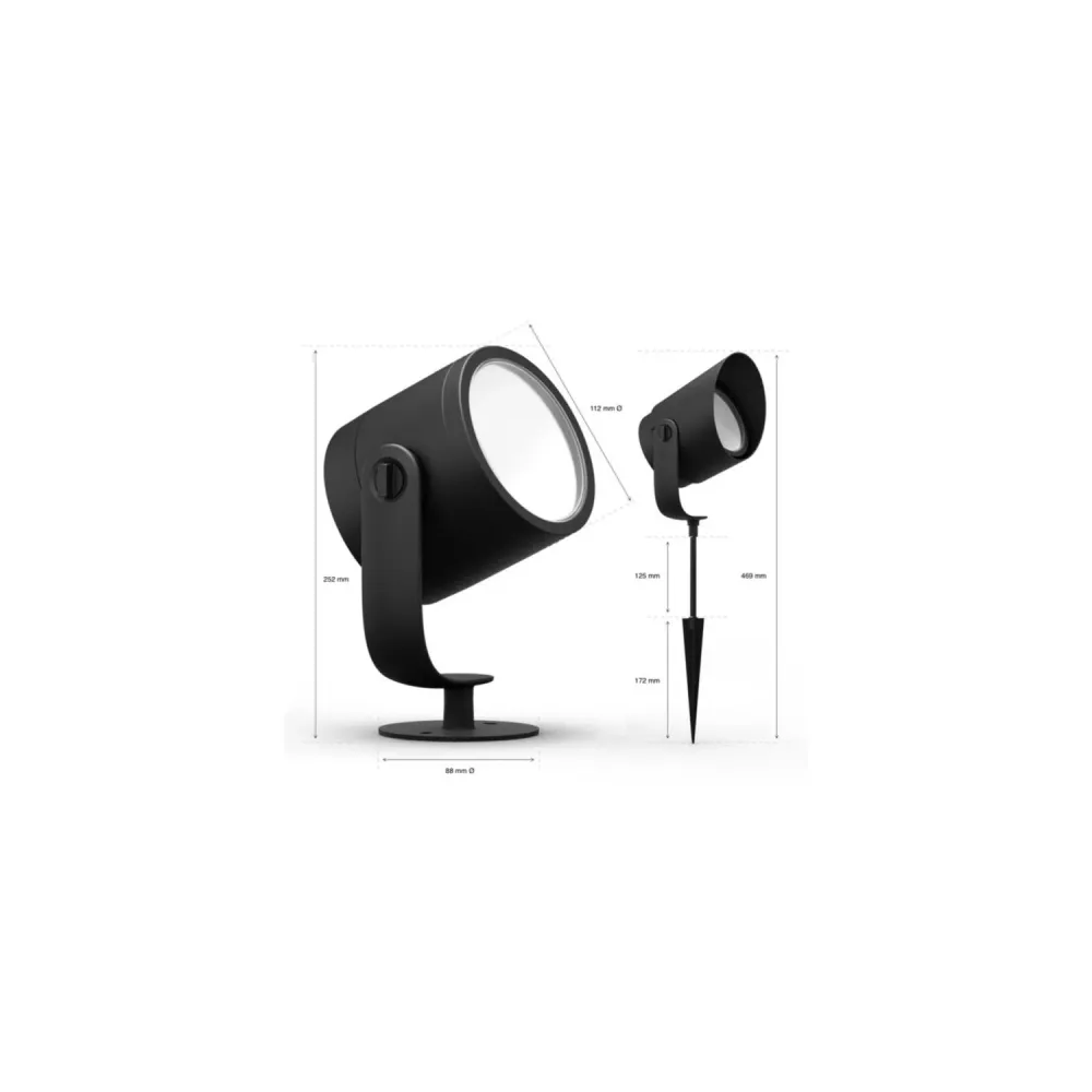 Projecteur extérieur LED 8W 24VDC avec piquet couleur blanche modèle Lily XL PHILIPS Hue avec Détecteur de Mouvement