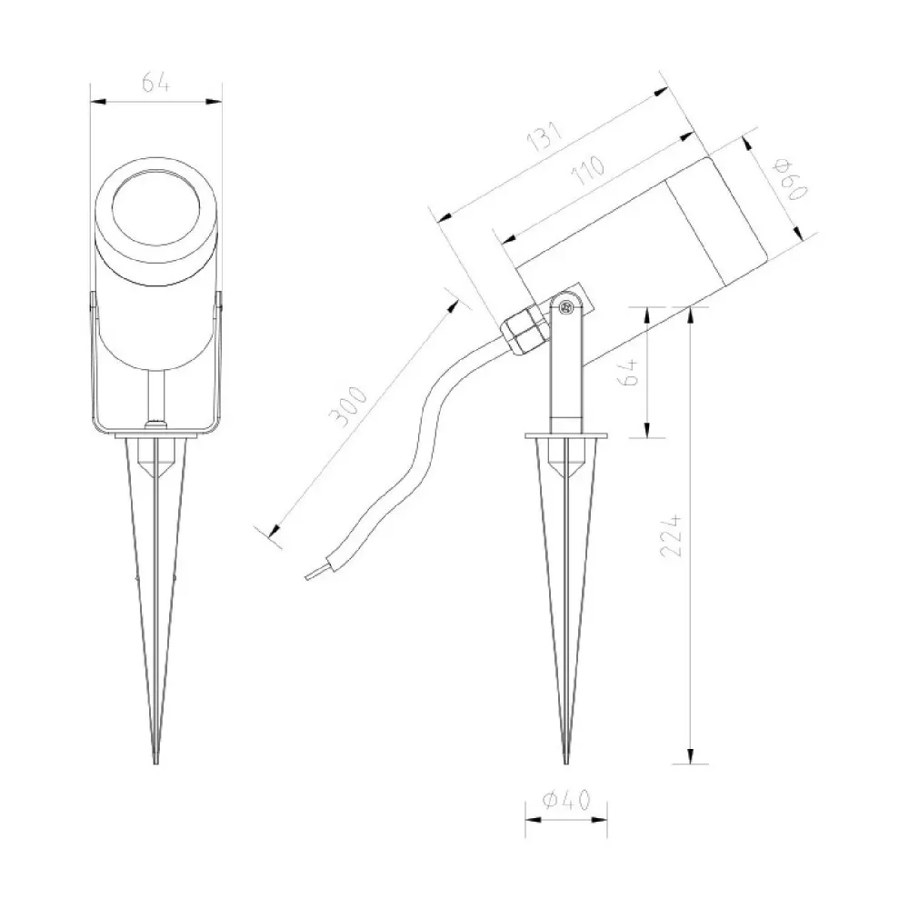 Projecteur Extérieur sur Piquet s'adapte à Ampoule GU10 avec Éclairage LED