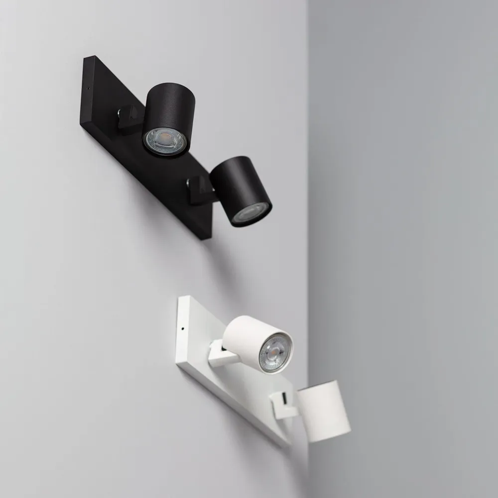Projecteur en aluminium avec douille jumeau orientable pour ampoule GU10 pour allée et terrasse