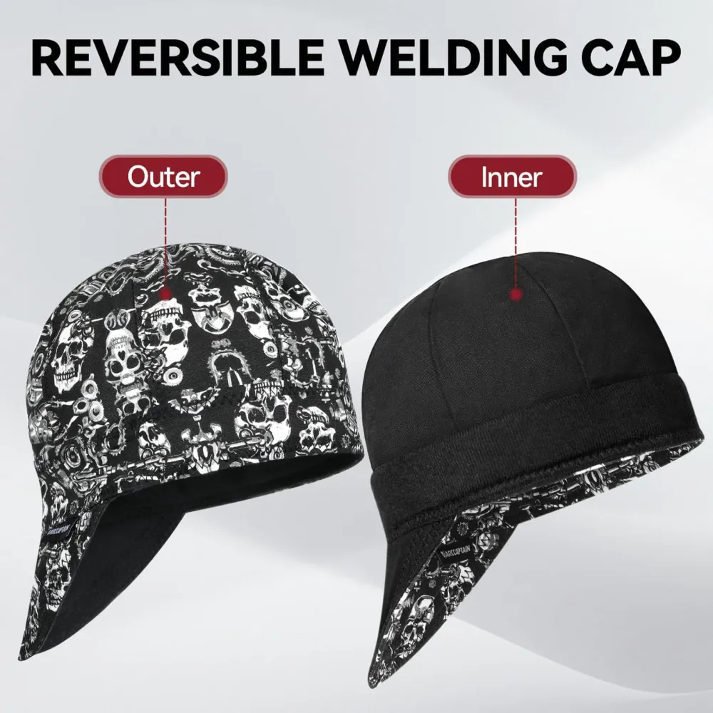 ARCCAPTAIN Reversible Welding Cap 10 oz Fireproof En coton pur Comforts Skeleton