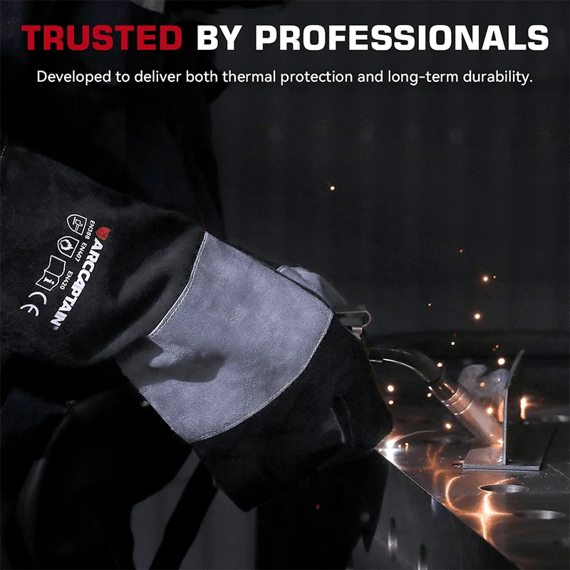ARCCAPTAIN 16 Inch En cuir MIG Welding 932℉ Heat Resistant Gloves