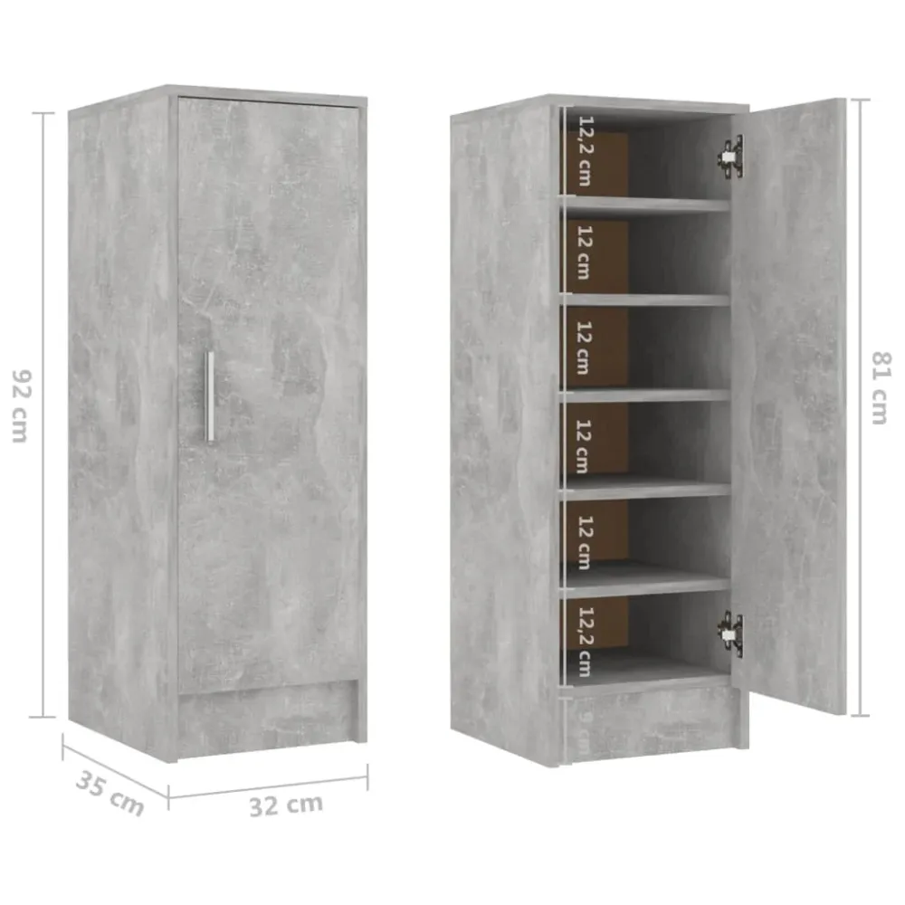 Armoire à chaussures range chaussures rangement meuble entrée couloir salon 32 x 35 x 92 cm bois d’ingénierie gris 02_0021811