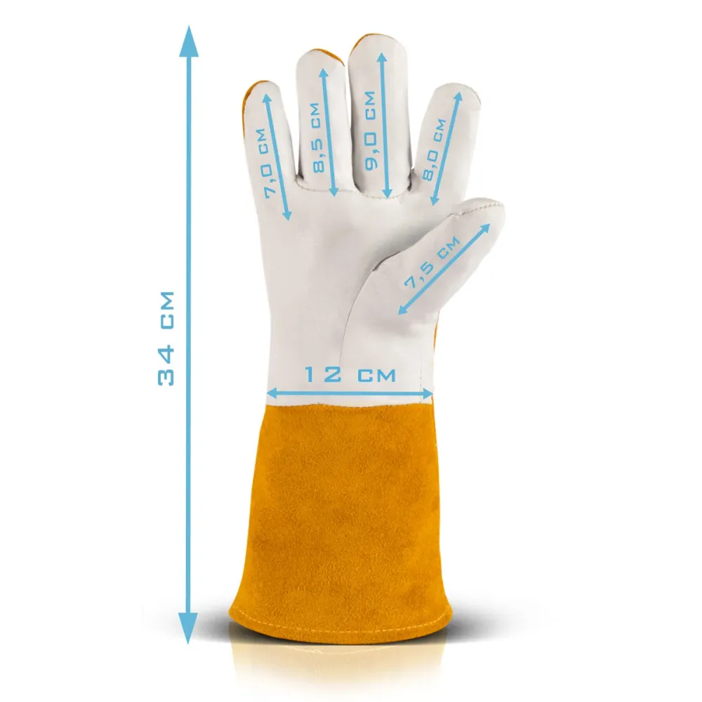 Gants de soudage en acier + les doigts de perruque, gants de protection robustes et résistants à la chaleur en cuir vrai,...