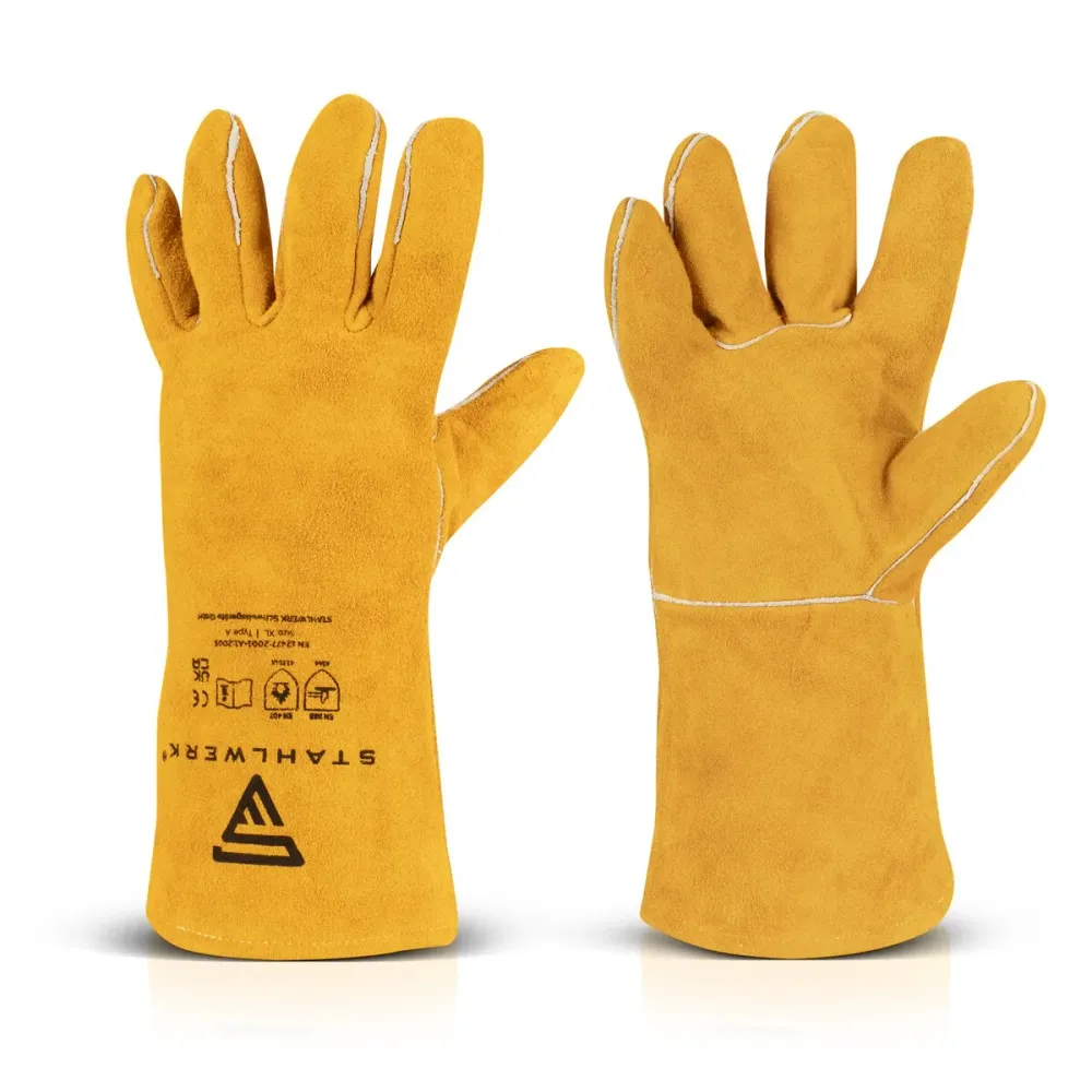 Glants de protection de soudage en acier des aciéries en cuir effectif vêtements / gants de protection en cuir / protecteu...