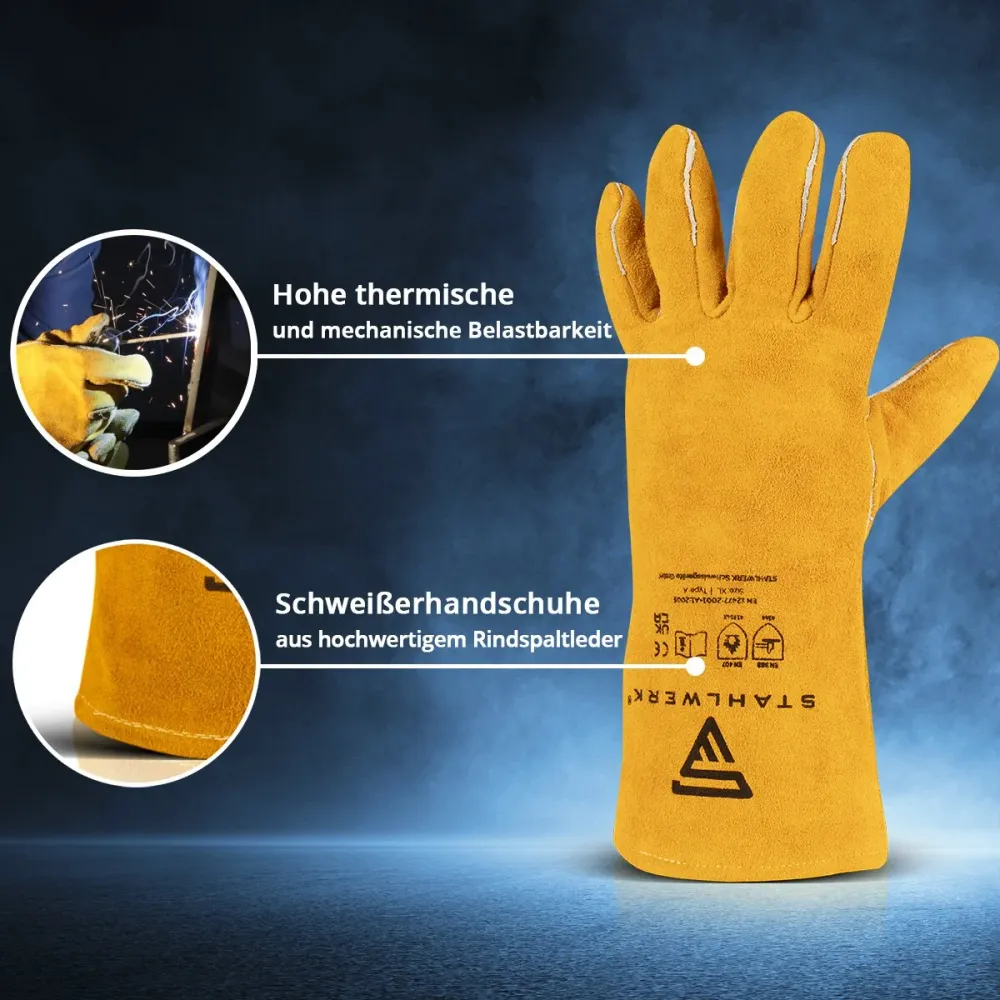 Glants de protection de soudage en acier des aciéries en cuir effectif vêtements / gants de protection en cuir / protecteu...