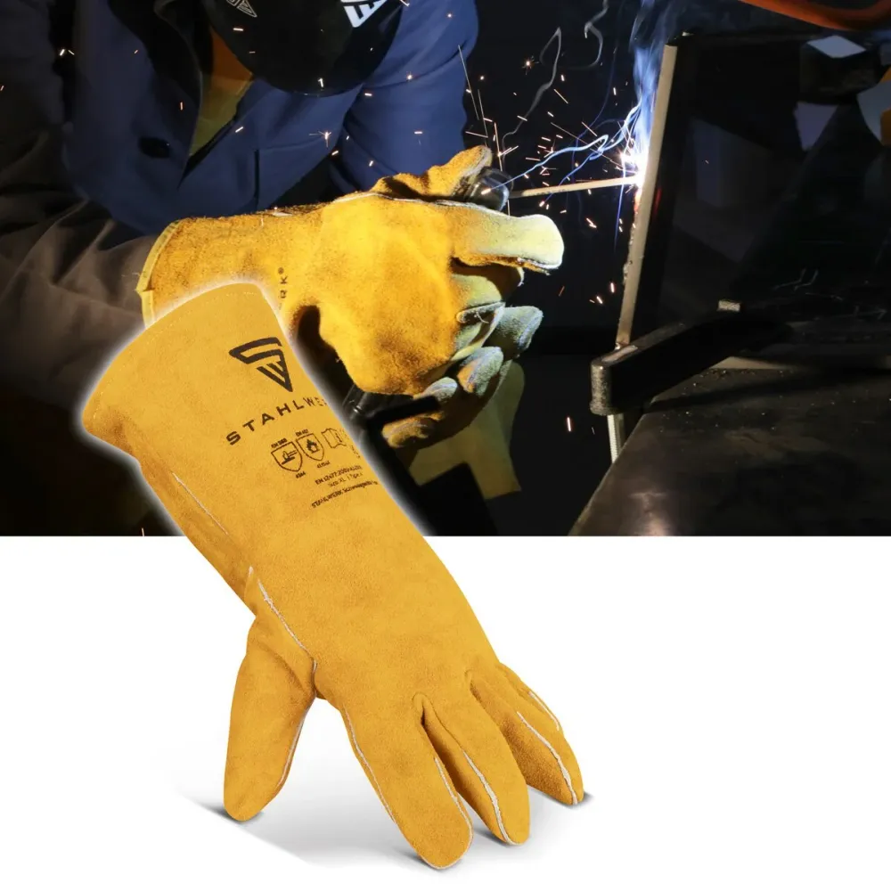 Glants de protection de soudage en acier des aciéries en cuir effectif vêtements / gants de protection en cuir / protecteu...