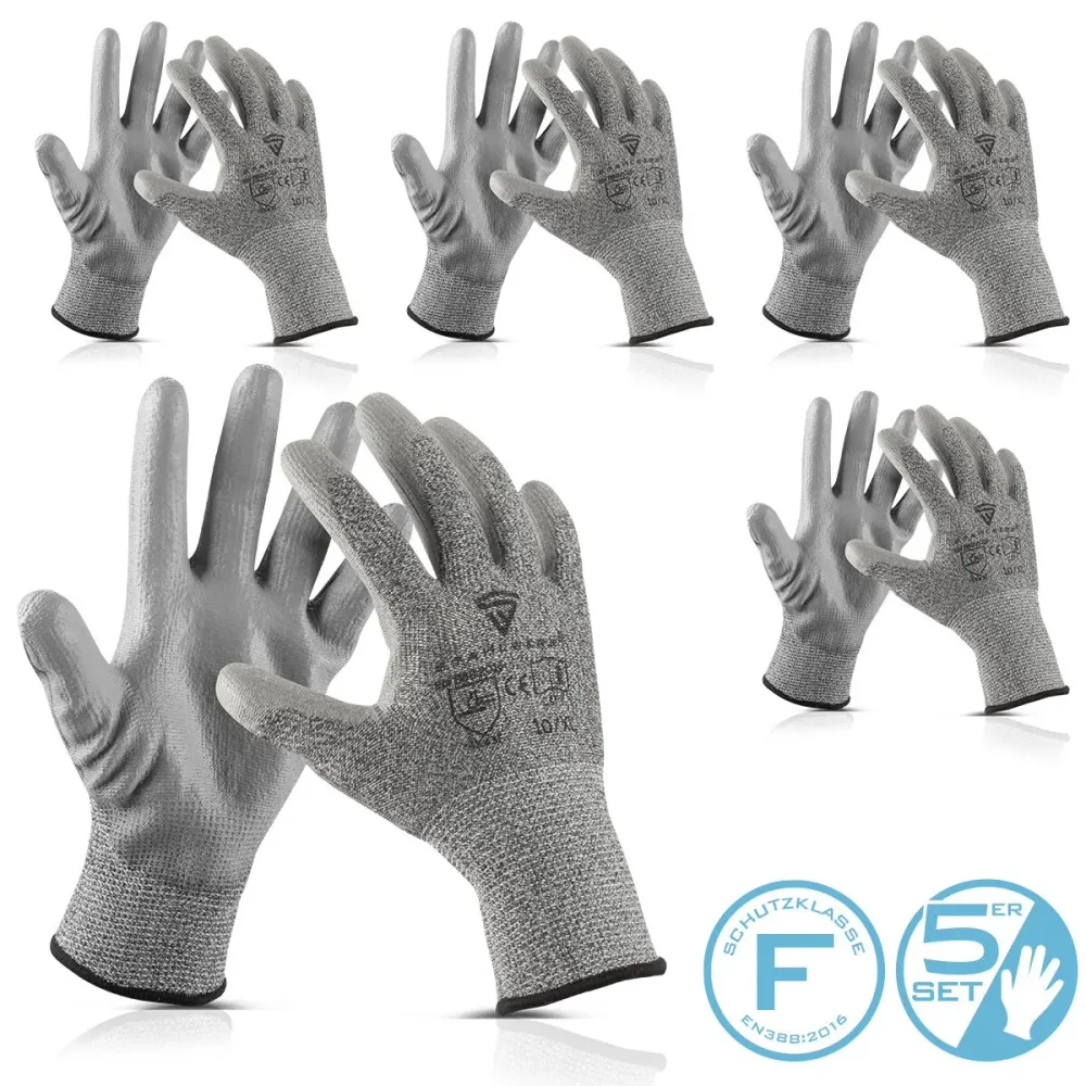 Steelworks Schnittschutz Gants 5 Set XL Protection Class F EN388: 2016 Gants de travail | Chaussures de main de montage |...