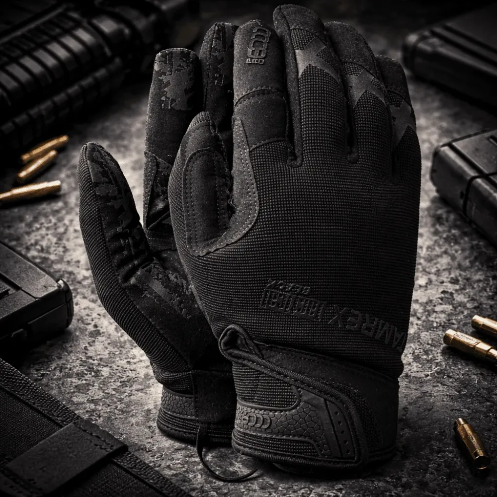TAMREX Gants Tactiques Cuir Synthétique Vraiment Durable Bonne Adhérence Noir