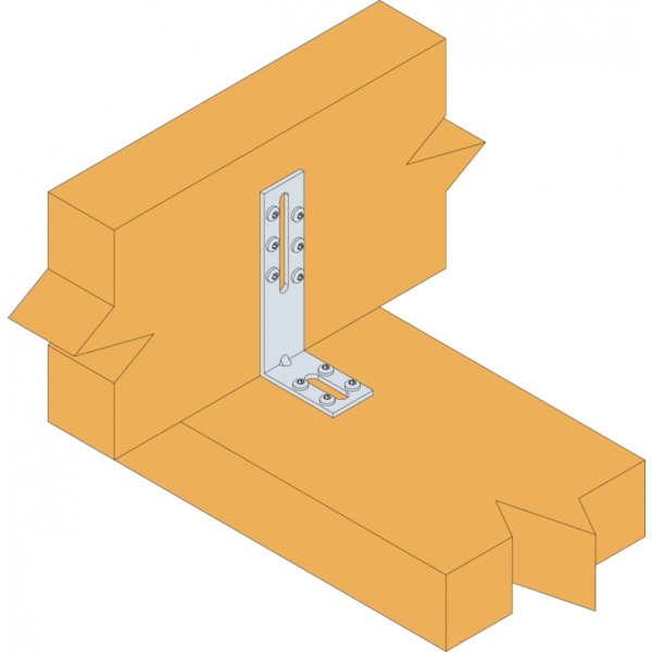Équerre de fixation de menuiserie bois et charpente EFFIXR Renforcée - Dimensions (L1 x L2) : 80 x 55 mm - Largeur : 30 mm...