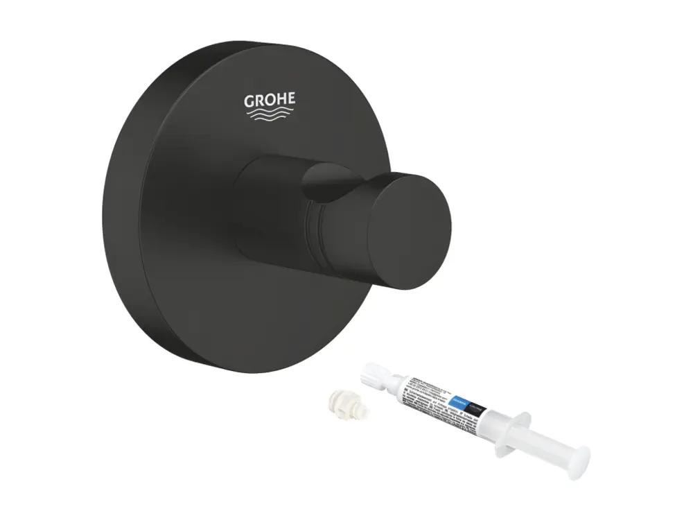 Patère murale GROHE Start noir mat + colle GROHE QuickGlue