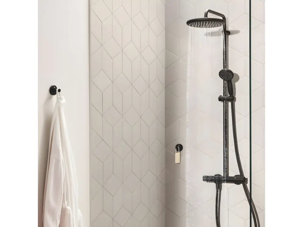 Patère murale GROHE Start noir mat + colle GROHE QuickGlue