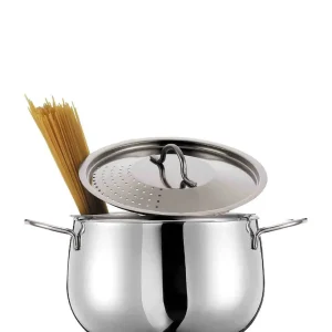 Kitchen Life Cook & Drain Pot Lid 4.5lt - Effet argent en Acier galvanisé