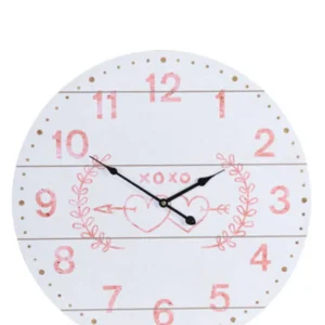 Xoxo Shabby Elegance 55CM Wall Clock - Blanc pur & Pink