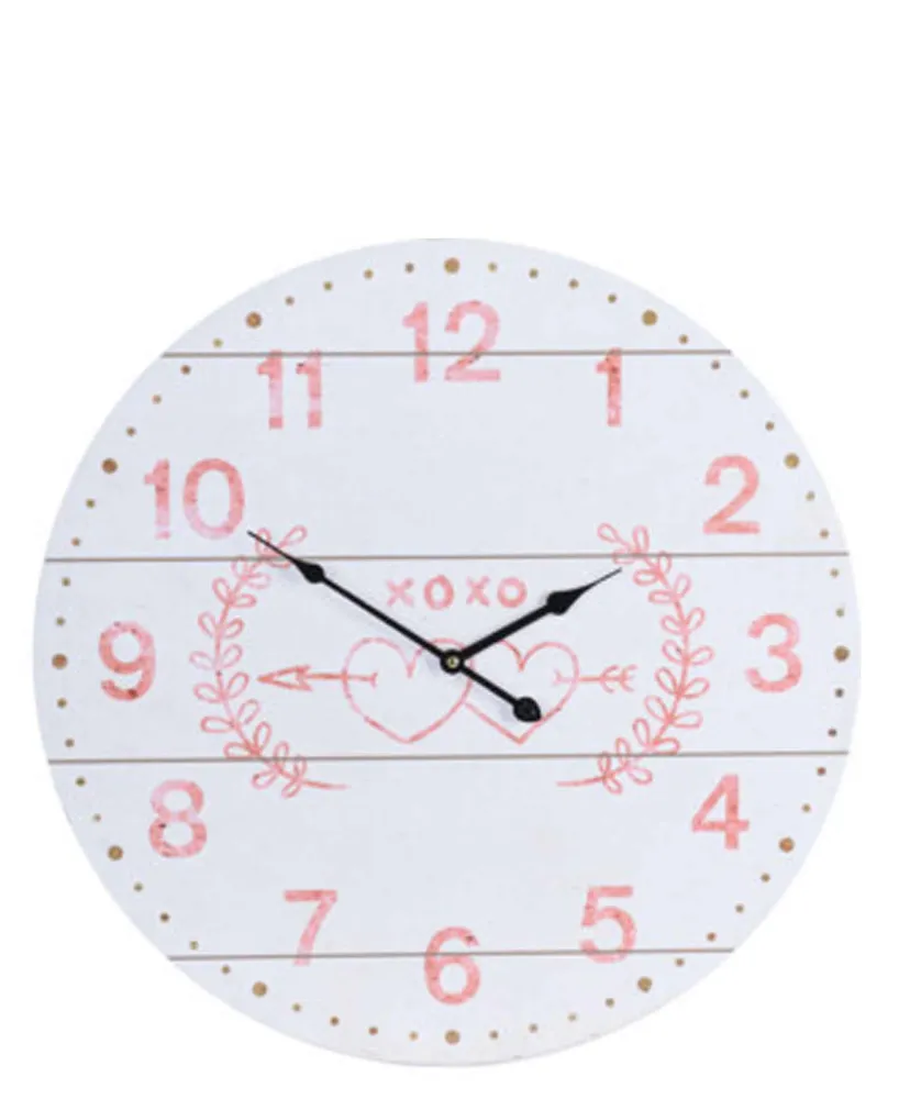 Xoxo Shabby Elegance 55CM Wall Clock - Blanc pur & Pink