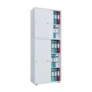 Béquille de porte Lona XXL Armoire de bureau avec 4 portes coulissantes et serrure, blanc.