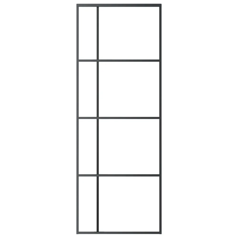 Certifié NF Porte coulissante Verre ESG dépoli et aluminium 76x205 cm Noir