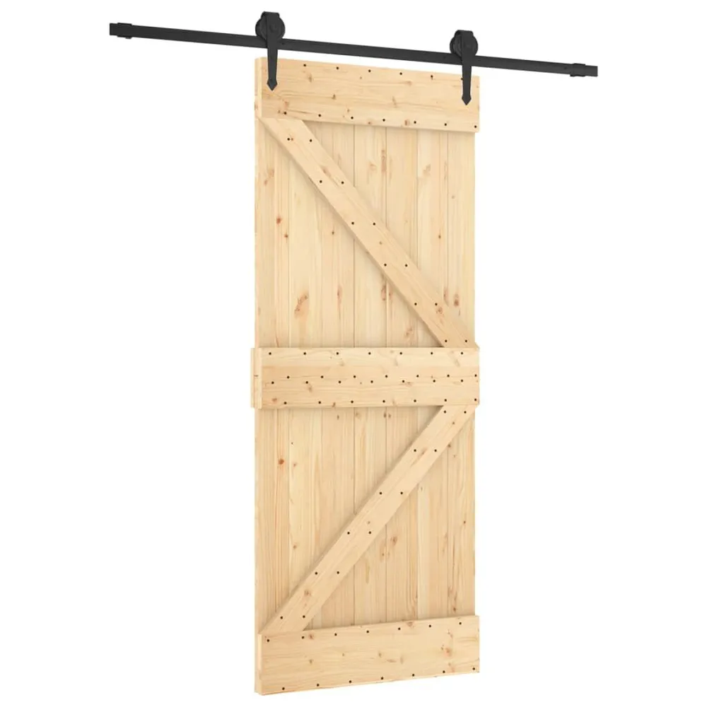 Haute Sécurité Porte coulissante et kit de quincaillerie 85x210 cm pin massif
