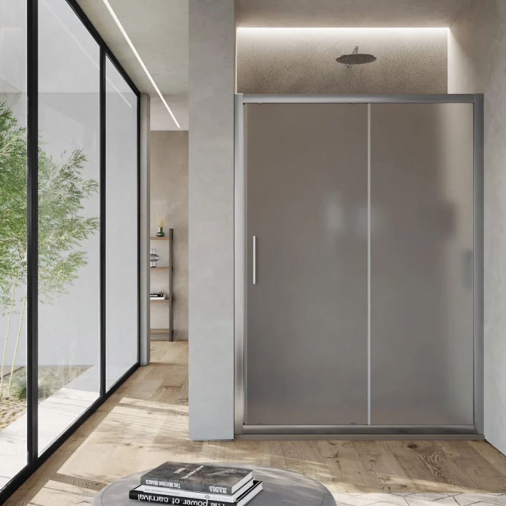 Haute Sécurité Porte de douche coulissante de 125 cm en verre dépoli 6 mm modèle Minerva