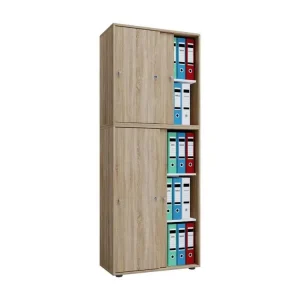 Lona XXL Armoire de bureau avec 4 portes coulissantes et serrure, imitation chêne Sonoma. pour porte intérieure