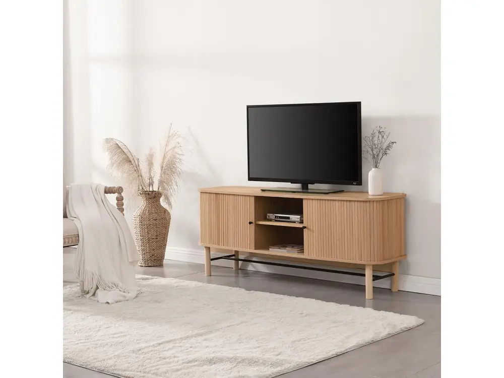 Meuble TV à portes coulissantes en bois 150 cm - Lino