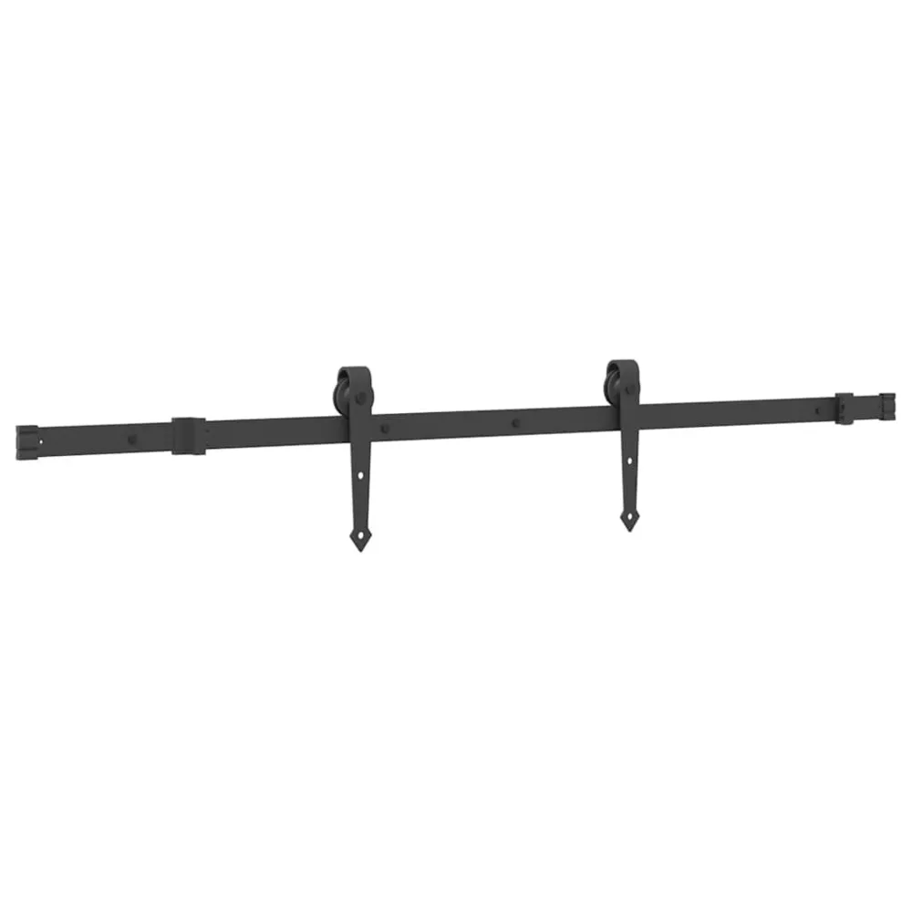 Poignée de porte Kit de quincaillerie de porte coulissante 152,5 cm acier noir