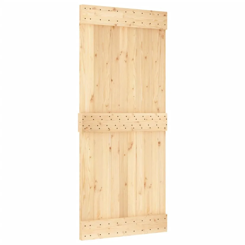 Porte coulissante et kit de quincaillerie 90x210 cm pin massif avec Gâche Incluse