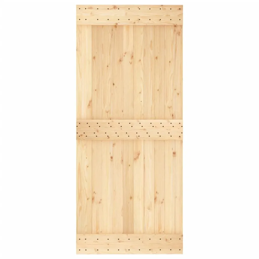 Porte coulissante et kit de quincaillerie 90x210 cm pin massif avec Gâche Incluse