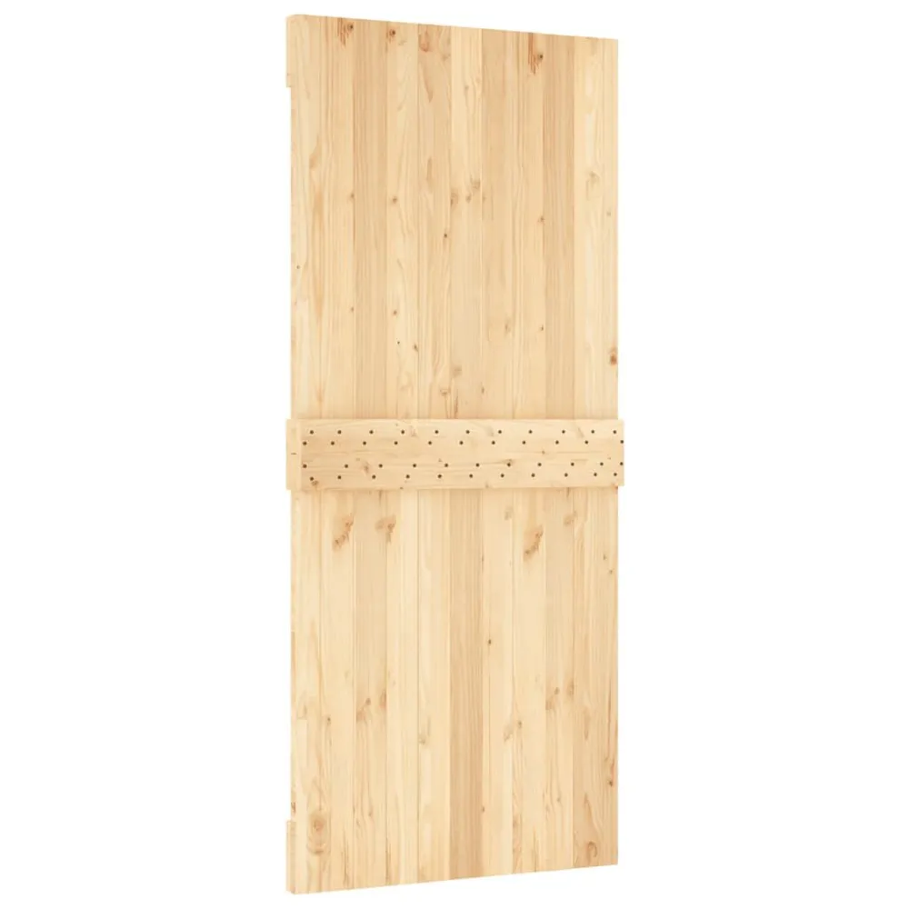 Porte coulissante et kit de quincaillerie 90x210 cm pin massif avec Gâche Incluse