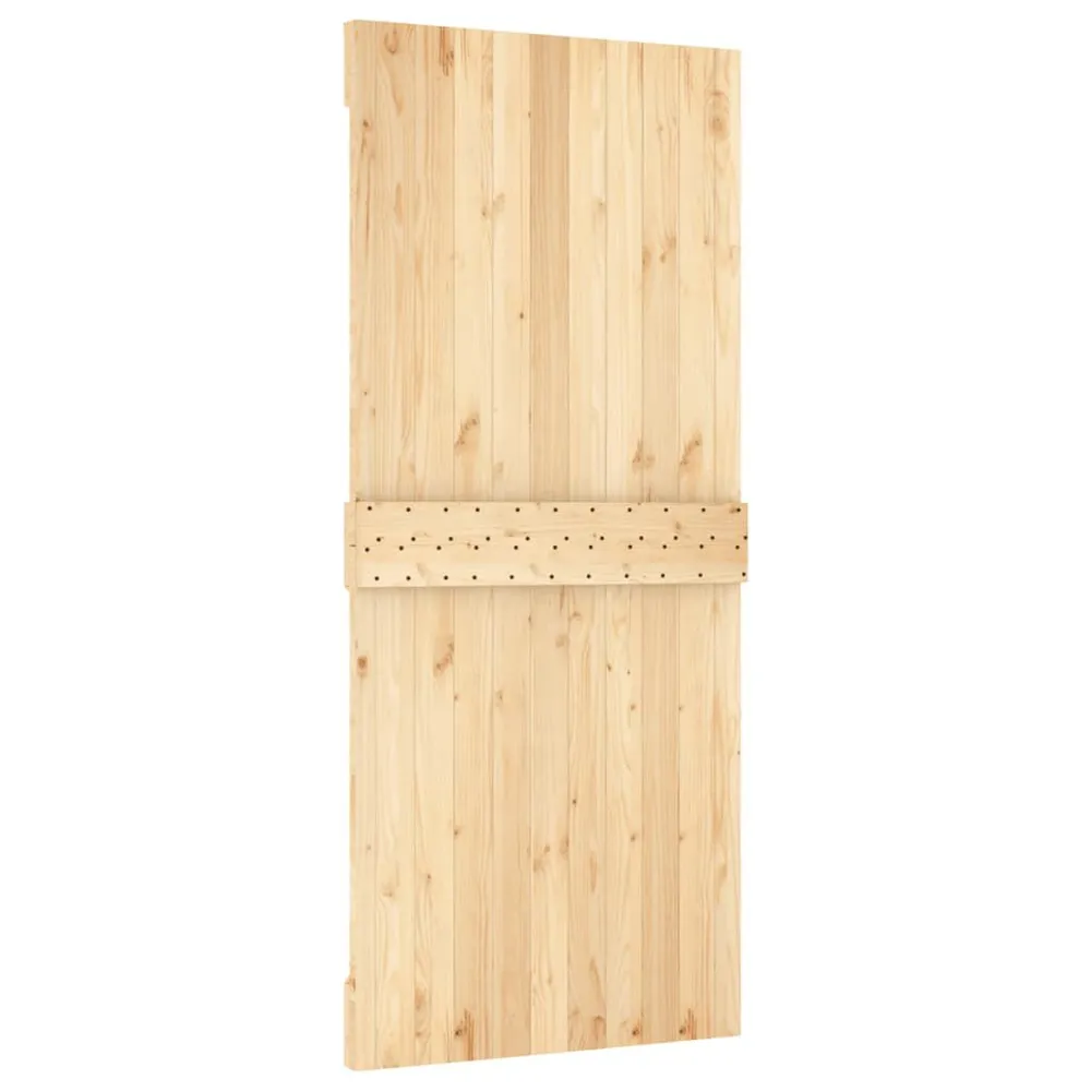 Porte coulissante et kit de quincaillerie 90x210 cm pin massif avec Gâche Incluse